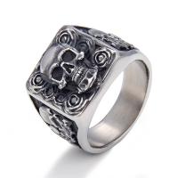 Палец кольцо из нержавеющей стали, Нержавеющая сталь 316, Череп, разный размер для выбора & Мужский & чернеют, оригинальный цвет, размер:8-13, продается PC
