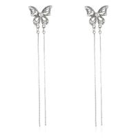 Fashion Fringe Earrings Zinc Alloy with Plastic Pearl silver color plated fashion jewelry & for woman & with rhinestone nickel lead & cadmium free Sold By Pair