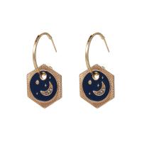Tibetan Style Drop Earrings, gold color plated, fashion jewelry & for woman & enamel & with rhinestone, nickel, lead & cadmium free, 34x18mm, Sold By Pair