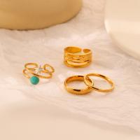Ring Finger ze stali nierdzewnej, Stal nierdzewna 304, 4 sztuki & biżuteria moda & dla kobiety, złoty, sprzedane przez Ustaw