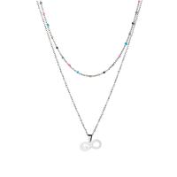 Multi Layer Necklace 304 Stainless Steel with 1.97inch extender chain polished Double Layer & fashion jewelry & for woman original color Length Approx 17.72 Inch Approx 14.96 Inch Sold By PC