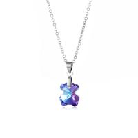 Crystal Necklace, 304 Stainless Steel, with Crystal, with 1.97inch extender chain, Bear, polished, fashion jewelry & for woman, more colors for choice, Length:Approx 17.72 Inch, Sold By PC