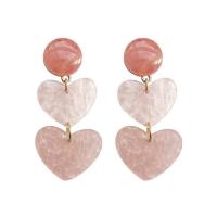 Boucle d'oreille bijoux acrylique, avec résine, bijoux de mode & pour femme, rose, 55x30mm, Vendu par paire