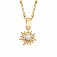Titanstahl Halskette, mit Opal, mit Verlängerungskettchen von 5cm, Sonne, für Frau, keine, Länge:ca. 40 cm, verkauft von PC