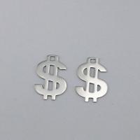 Stainless Steel Pendants, 304 Stainless Steel, Dollar Sign, polished, DIY, original color, 23.20x34x1mm, Sold By PC