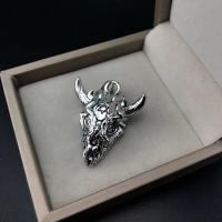 Tibetan Style Skull Pendants, antique silver color plated, vintage & DIY, nickel, lead & cadmium free, 32.40x40.70x13.30mm, Sold By PC