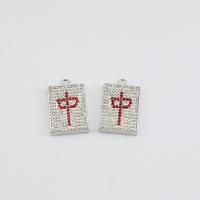 Zinc Alloy Rhinestone Pendants Rectangle silver color plated DIY & with rhinestone nickel lead & cadmium free Sold By PC