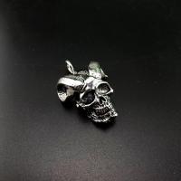 Tibetan Style Skull Pendants, antique silver color plated, vintage & DIY, nickel, lead & cadmium free, 30x45x19mm, Sold By PC