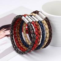 PU Leather Cord Bracelets Zinc Alloy with PU Leather fashion jewelry & for man nickel lead & cadmium free Length Approx 21 cm Sold By PC