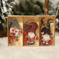 Wood Christmas Tree Decoration, half handmade, cute & different styles for choice, 155x100x15mm, Sold By Box