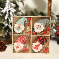 Wood Christmas Tree Decoration, half handmade, cute & different styles for choice, 140x140x20mm, Sold By Box