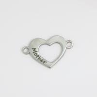 Stainless Steel Connector, Titanium Steel, Heart, polished, DIY, 17.50x27mm, Sold By PC