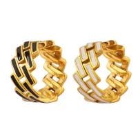 Titanium Steel Finger Ring plated & for woman & enamel golden 10mm Sold By PC