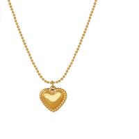 Titanium Steel Necklace with 1.97inch extender chain Heart plated fashion jewelry & for woman 4mm 14*15mm Sold By PC