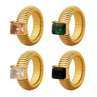 Titan Stahl Ohrring, Titanstahl, mit Glasstein, plattiert, Modeschmuck & verschiedene Größen vorhanden & für Frau, goldfarben, 9mm, verkauft von PC