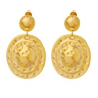Boucle d'oreille Acier Titane, Placage, bijoux de mode & pour femme, doré, 25x38mm, Vendu par paire