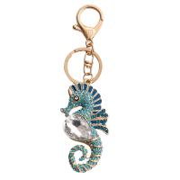Bag Purse Charms Keyrings Keychains, Tibetan Style, Seahorse, gold color plated, enamel & with rhinestone, more colors for choice, nickel, lead & cadmium free, 35x70mm, Sold By PC