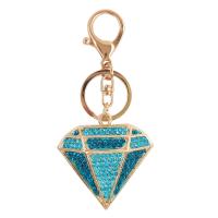 Bag Purse Charms Keyrings Keychains, Tibetan Style, Diamond Shape, gold color plated, with rhinestone, more colors for choice, nickel, lead & cadmium free, 105x120mm, Sold By PC