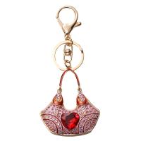 Bag Purse Charms Keyrings Keychains, Tibetan Style, Handbag, gold color plated, with rhinestone, more colors for choice, nickel, lead & cadmium free, 55x65mm, Sold By PC