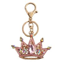 Bag Purse Charms Keyrings Keychains Zinc Alloy Crown gold color plated with rhinestone nickel lead & cadmium free Sold By PC