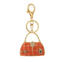 Bag Purse Charms Keyrings Keychains, Tibetan Style, Handbag, gold color plated, with rhinestone, more colors for choice, nickel, lead & cadmium free, 55x55mm, Sold By PC