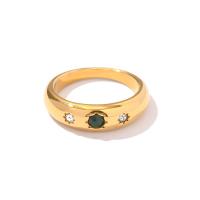 Cubic Zirconia nerezové prst prsten, Kobliha, módní šperky & různé velikosti pro výběr & micro vydláždit kubické zirkony & pro ženy, zlatý, nikl, olovo a kadmium zdarma, 5.80mm, Velikost:6-8, Prodáno By PC