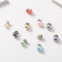 Plastic perle broche, Kobber Coated Plastic, med ABS plast, Koreansk stil & for kvinde, flere farver til valg, 10-20mm, Solgt af sæt