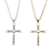 Zinklegierung Schmuck Halskette, Kreuz, plattiert, Modeschmuck & unisex & mit Strass, keine, frei von Nickel, Blei & Kadmium, Länge:ca. 53 cm, verkauft von PC