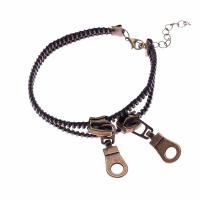 Tibetan Style Anklet, Zipper Head, antique bronze color plated, Double Layer & for woman, nickel, lead & cadmium free, 60mm, Sold By PC