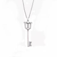 Zinc Alloy Jewelry Necklace Key silver color plated fashion jewelry & Unisex & hollow nickel lead & cadmium free Length Approx 50 cm Sold By PC
