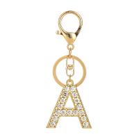 Bag Purse Charms Keyrings Keychains Zinc Alloy Alphabet Letter plated Unisex & with rhinestone nickel lead & cadmium free Sold By PC