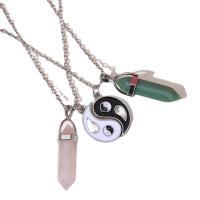 Harz Halskette, Zinklegierung, mit Türkis & Kristall, Platinfarbe platiniert, 2 Stück & unisex, keine, Länge ca. 50 cm, verkauft von PC