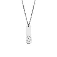 Titanium Steel Necklace, with 5cm extender chain, Alphabet Letter, Unisex & hollow, more colors for choice, 12x44mm, Length:Approx 55 cm, Sold By PC