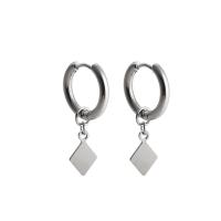Titanium Steel  Earring, Rhombus, Unisex & hollow, more colors for choice, 50x16mm, Sold By PC