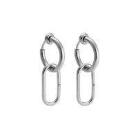 Titanium Steel  Earring, Geometrical Pattern, Unisex & hollow, more colors for choice, 50x16mm, Sold By PC