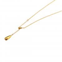 Stainless Steel Jewelry Necklace, 304 Stainless Steel, Teardrop, real gold plated, fashion jewelry & for woman, Length:Approx 45 cm, Sold By PC