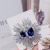 Rhinestone Brooch Zinc Alloy Flower platinum color plated for woman & with rhinestone 60mm Sold By PC