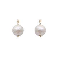 Zinc Alloy Oorbellen, Plastic Pearl, met Zinc Alloy, Ronde, gold plated, mode sieraden & voor vrouw, 12-20mm, Verkocht door pair