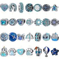Zinc Alloy European Beads plated DIY & enamel & with rhinestone silver color 10-15mm Sold By PC