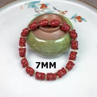 Fashion Bracelet Cinnabar, cinabre, unisexe, rouge vermeil, 7mm, Longueur Environ 7.87 pouce, Vendu par PC