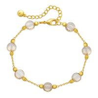 Brass Bracelet & Bangle, with Glass Rhinestone, with 2.36inch extender chain, 18K gold plated, fashion jewelry & for woman, golden, nickel, lead & cadmium free, Length:Approx 6.88 Inch, Sold By PC