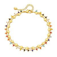 Brass Bracelet & Bangle, with Seedbead, with 2.36inch extender chain, 18K gold plated, fashion jewelry & for woman, golden, nickel, lead & cadmium free, Length:Approx 8.46 Inch, Sold By PC