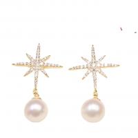 Orecchini perle d'acquadolci , perla d'acquadolce coltivata naturalmente, with ottone, gioielli di moda & per la donna & con strass, dorato, 8-9mm, Venduto da coppia