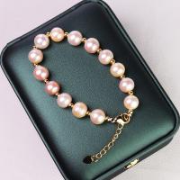 Freshwater Cultured Pearl Bracelet Freshwater Pearl with Brass with 1.97inch extender chain fashion jewelry & for woman multi-colored 8-9mm Length Approx 6.3 Inch Sold By PC