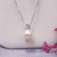 Freshwater Pearl Brass Necklace with Brass fashion jewelry & micro pave cubic zirconia & for woman 10-11mm Length Approx 17.72 Inch Sold By PC