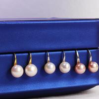 Freshwater Pearl øreringe, Ferskvandsperle, med Messing, mode smykker & for kvinde, flere farver til valg, 7-8mm, Solgt af par