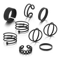 Zinc Alloy Ring Set plated 9 pieces & fashion jewelry & for woman black Sold By Set