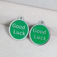Stainless Steel Pendants, 304 Stainless Steel, Flat Round, polished, DIY & enamel, green, 20x23.40x1.70mm, Sold By PC