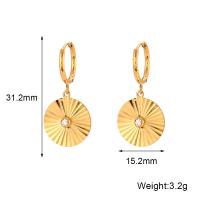 Titanium Steel  Earring with Cubic Zirconia Vacuum Ion Plating & for woman Sold By Pair