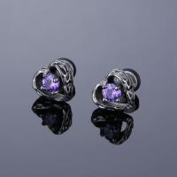 Stainless Steel Stud Earrings 316L Stainless Steel fashion jewelry & micro pave cubic zirconia & for woman purple nickel lead & cadmium free Sold By Pair